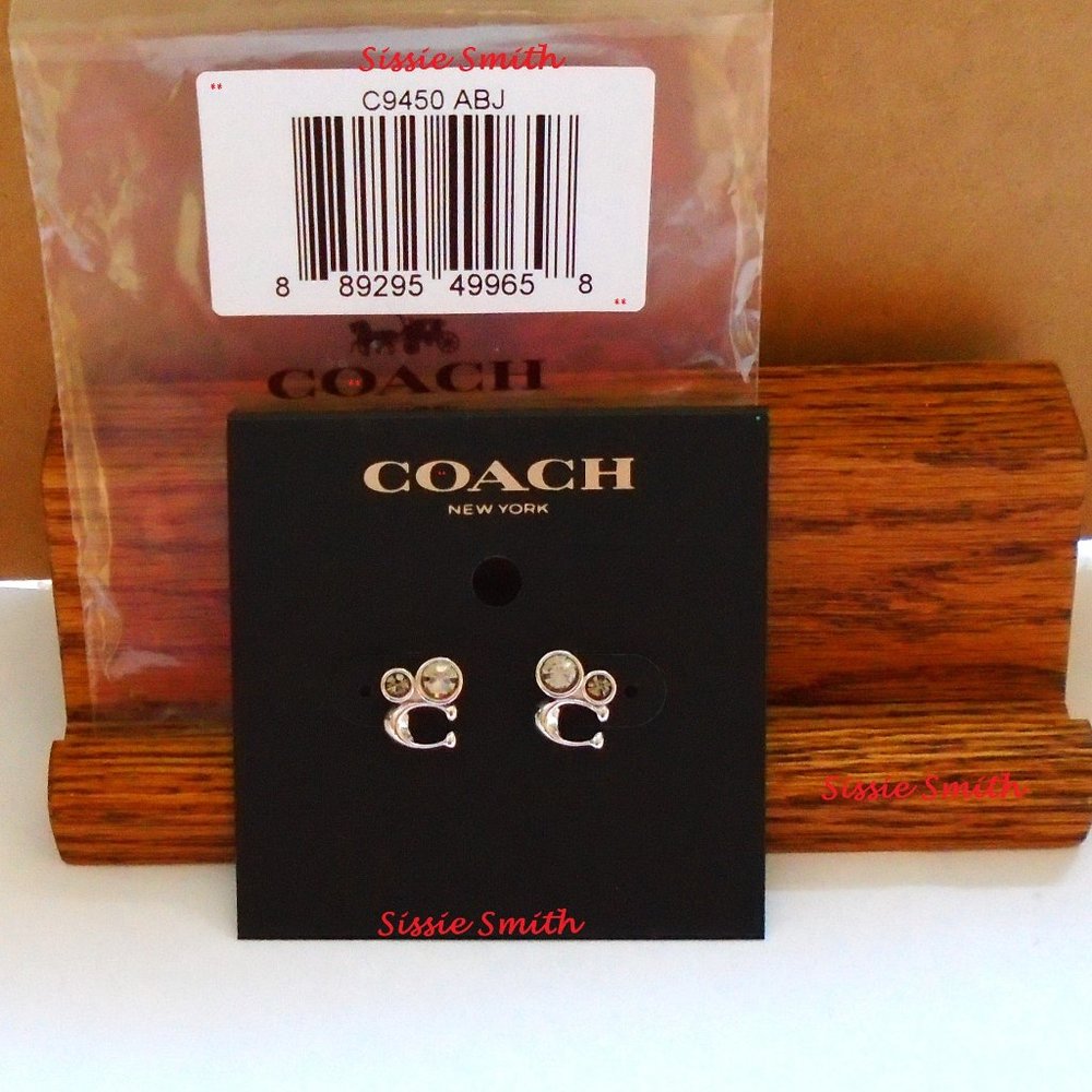 Coach Signature Crystal Cluster Stud Earrings